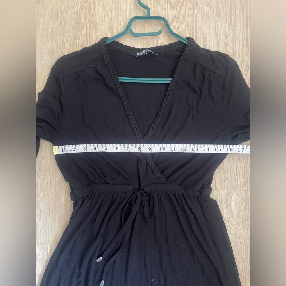 Witchy Faux Wrap Dress Small Braided V-Neck Soft Gothic Boho - Picture 7 of 14